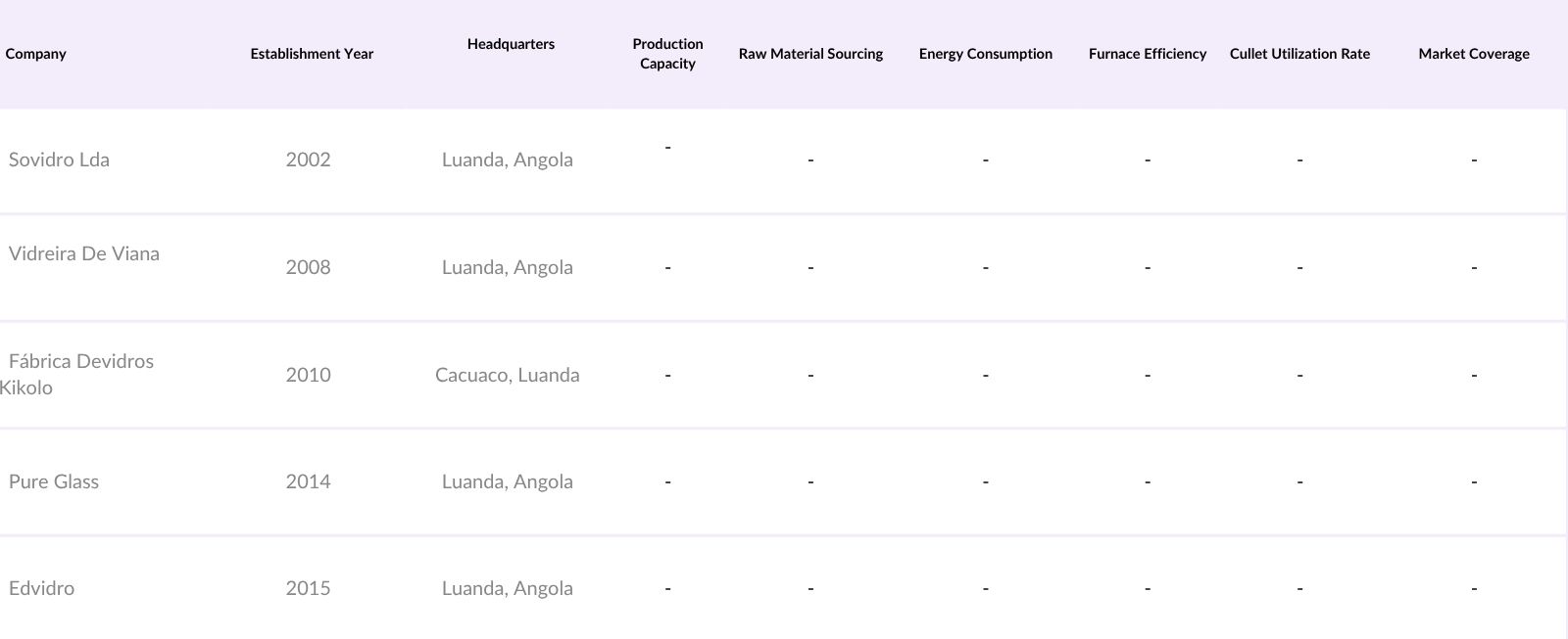 Angola Glass Market Competitive Landscape