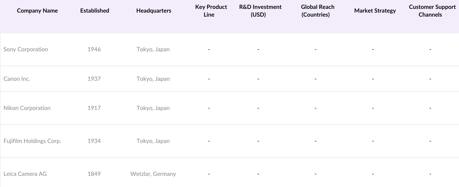Europe Digital Camera Market Competitive Landscape