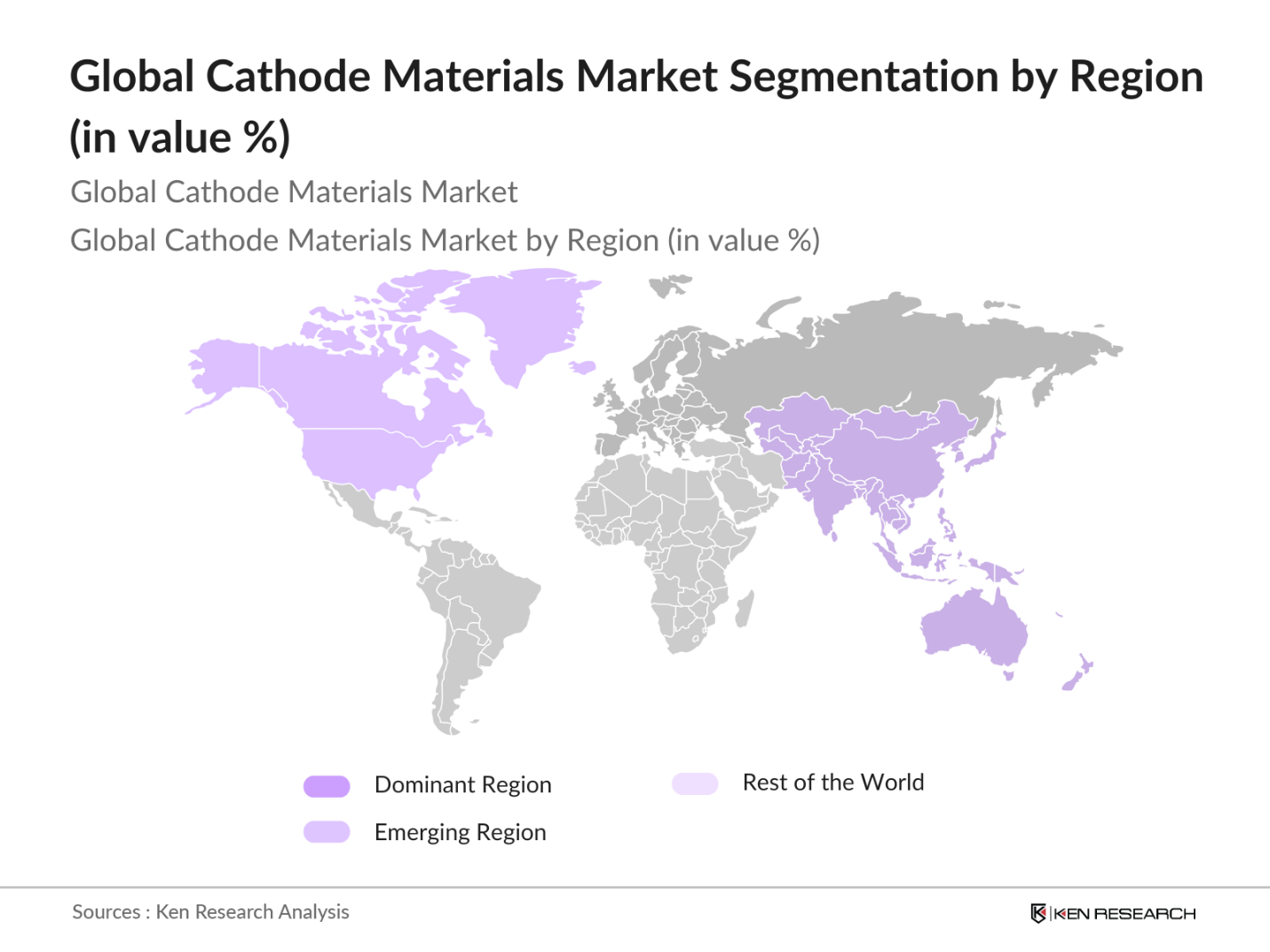 Global Cathode Materials Market Segmentation by region 