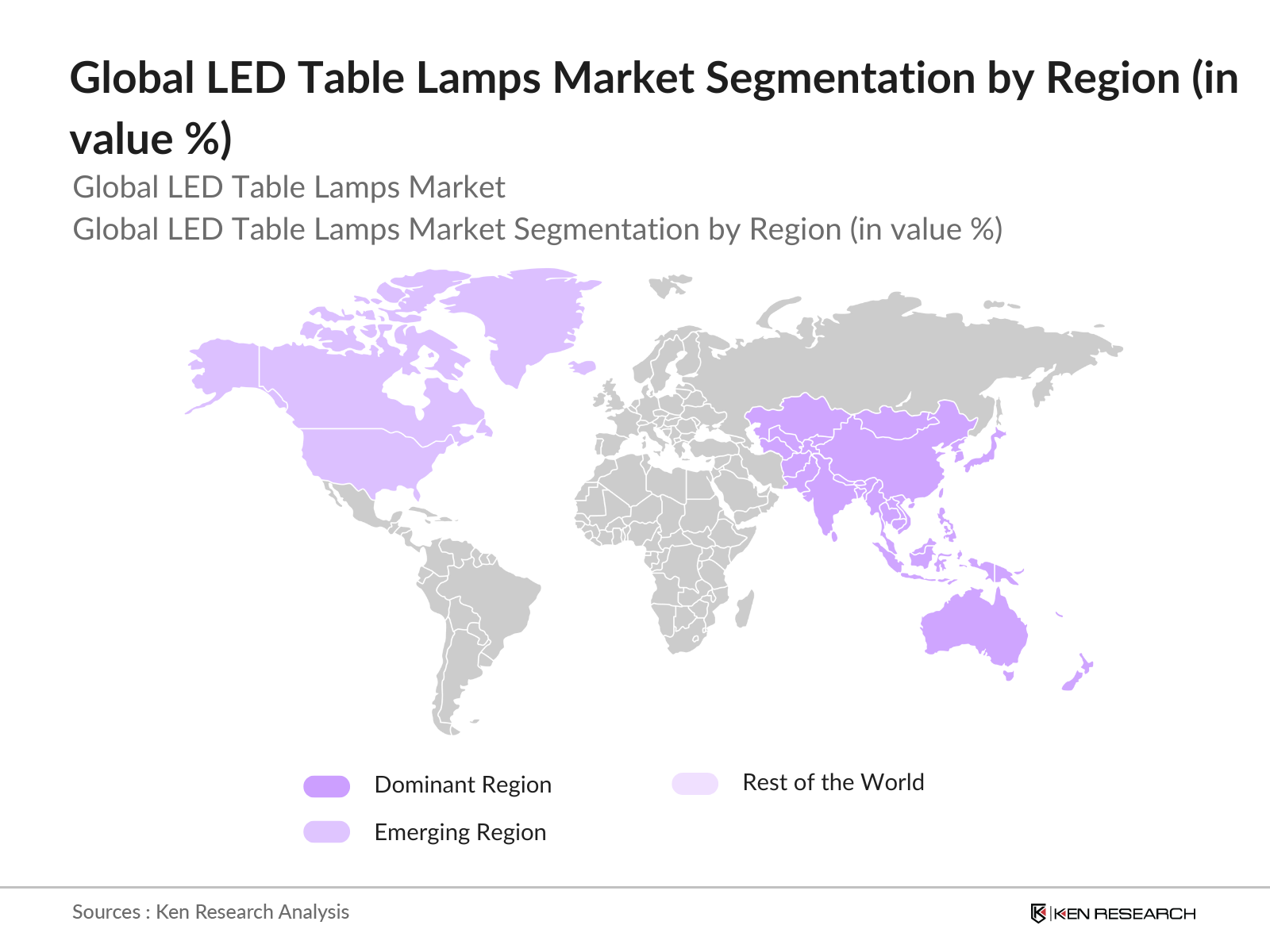 Global LED Table Lamps Market Segmentation by Region 