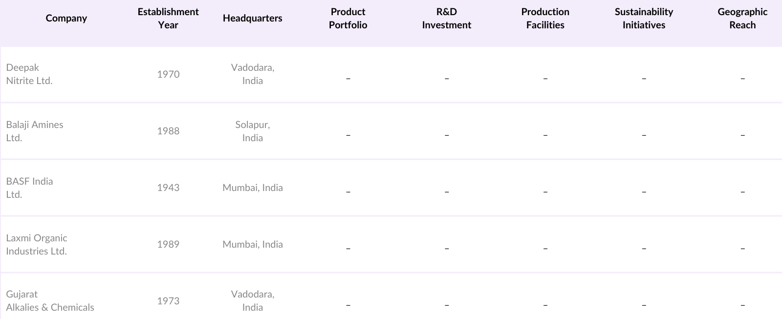 India Solvent Market Competitive Landscape