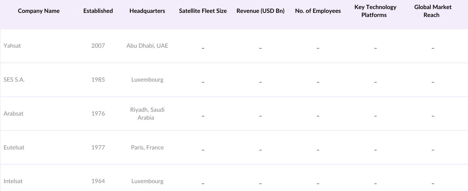Middle East & Africa Satellite Communications Market Competitive Landscape
