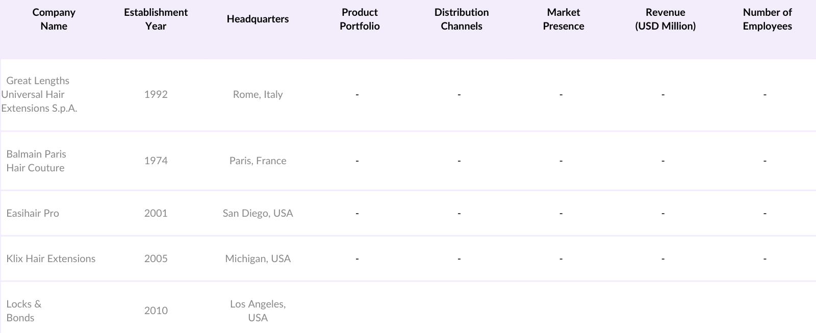 North America Hair Extension Market Players
