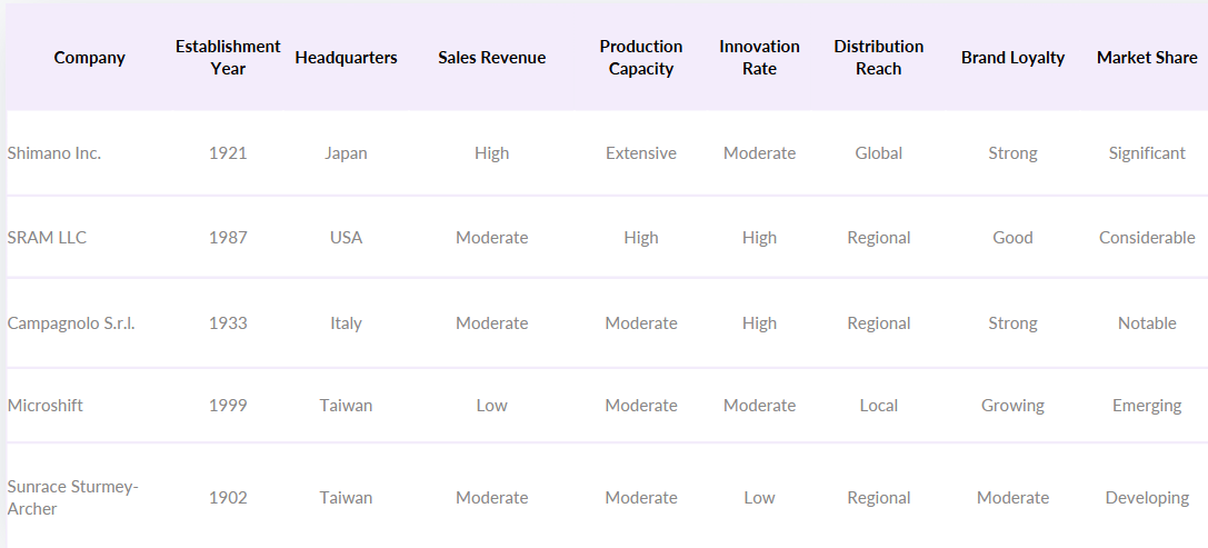 USA Bicycle Derailleur Competitive Landscape