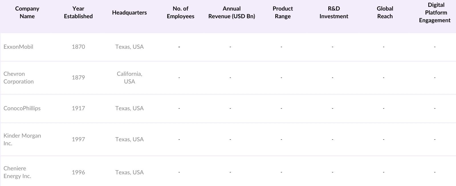 USA Natural Gas Market Competitive Landscape