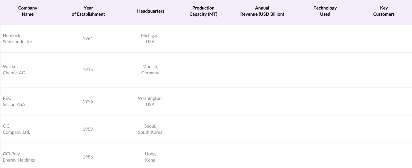USA Polysilicon Market Competitive Landscape