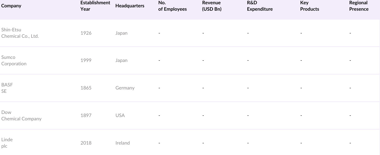 Vietnam Semiconductor Materials Market Competitive Landscape