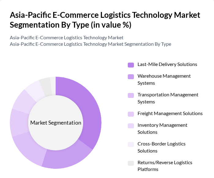 Asia-Pacific E-Commerce Logistics Technology Market segmentation by Type. Asia-Pacific E-Commerce Logistics Technology Market segmentation by Type.