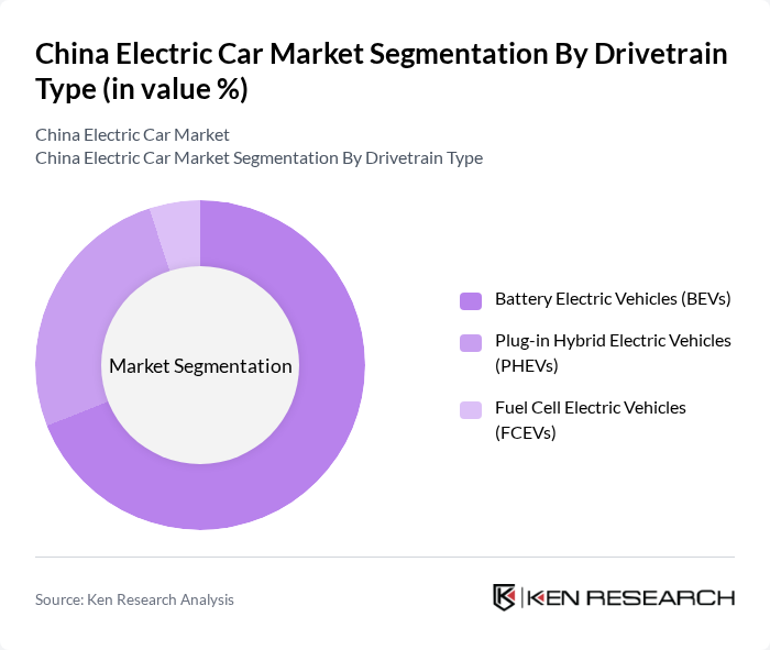 China Electric Car Market segmentation by Drivetrain Type.