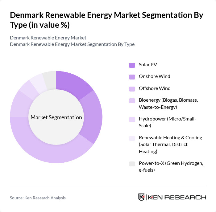 Denmark Renewable Energy Market segmentation by Type.