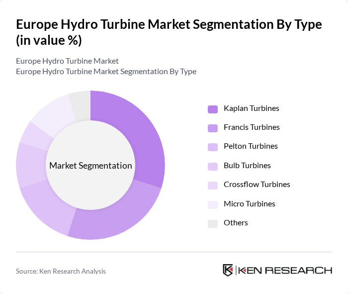 Europe Hydro Turbine Market segmentation by Type.