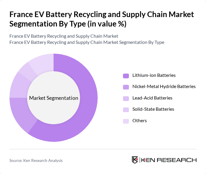 France EV Battery Recycling and Supply Chain Market segmentation by Type.