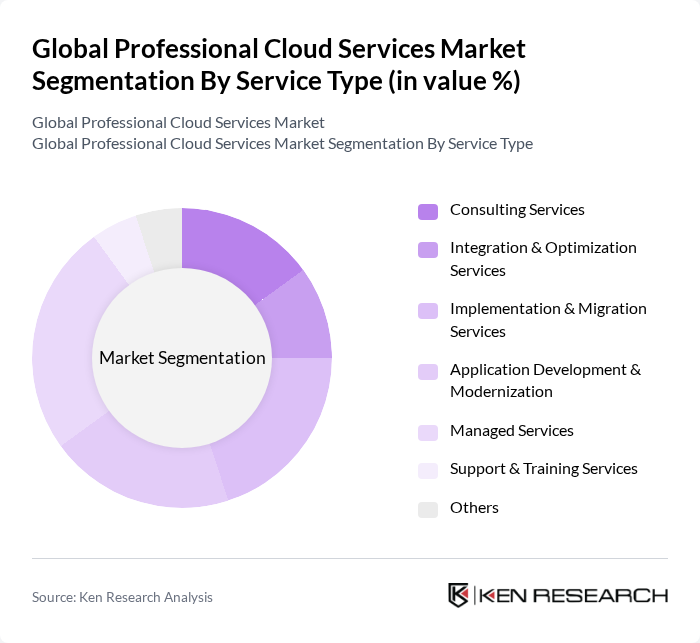 Global Professional Cloud Services Market segmentation by Service Type.