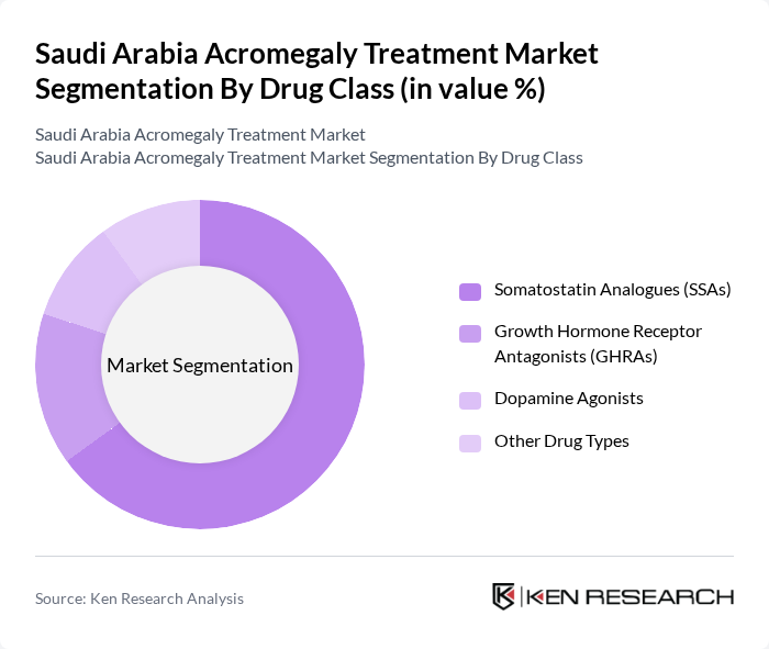 Saudi Arabia Acromegaly Treatment Market segmentation by Drug Class. Saudi Arabia Acromegaly Treatment Market segmentation by Drug Class.