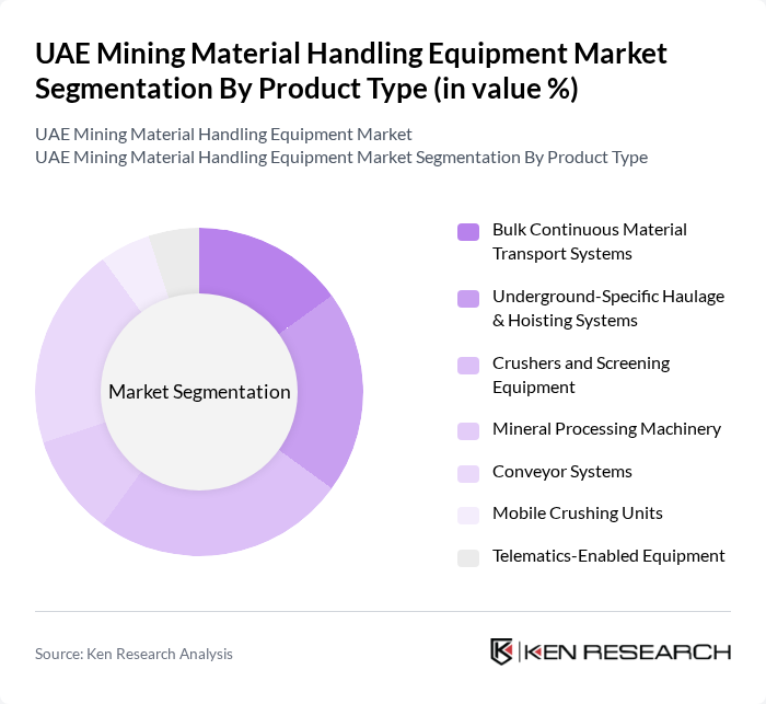 UAE Mining Material Handling Equipment Market segmentation by Product Type.