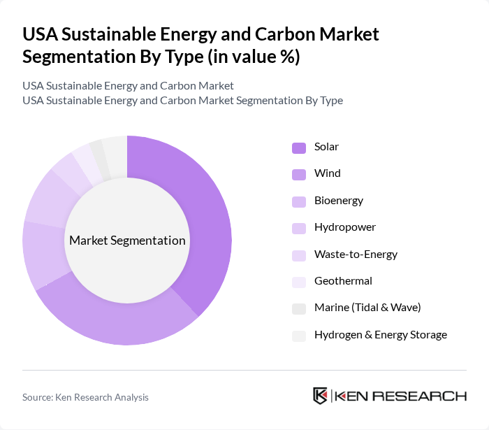 USA Sustainable Energy and Carbon Market segmentation by Type.