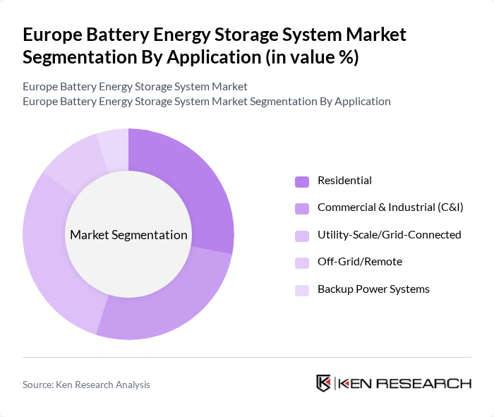 Europe Battery Energy Storage System Market segmentation by Application.