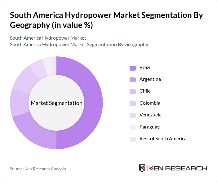 South America Hydropower Market segmentation by Geography. South America Hydropower Market segmentation by Geography.